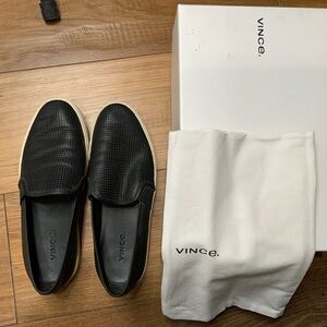 Vince Blair 5 Black Perforated Slip-On Sneakers